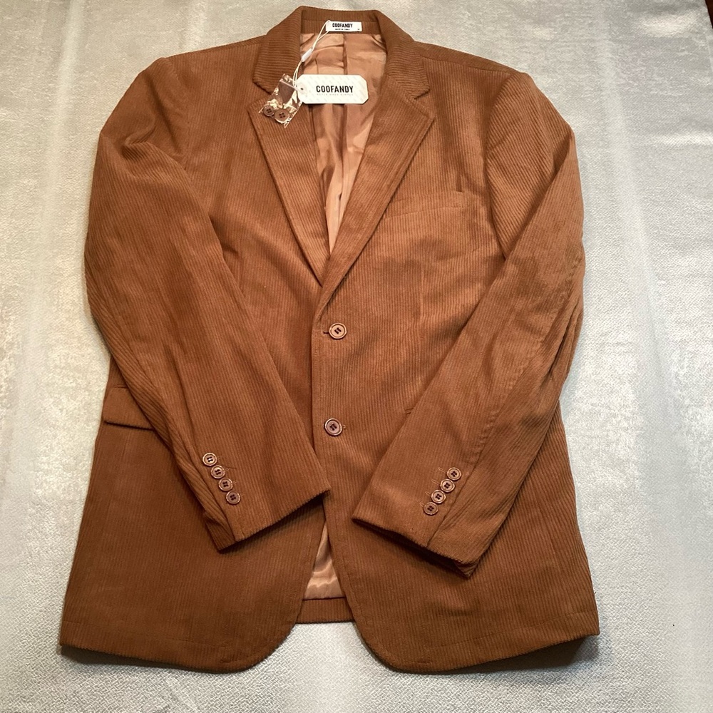 Coofandy Men's Tan Corduroy Blazer NWT